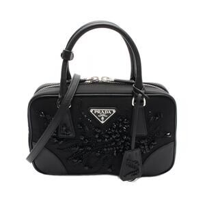 Prada Handbag Saffiano Leather Black SAFFIANO Nylon TESSUTO